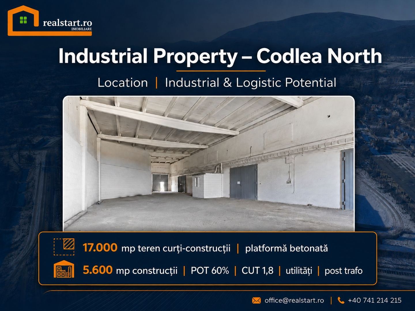 Brasov Nord, acces E60, teren 17000mp, 5600mp cladiri, D 155ml la DJ112A, - Poză 24