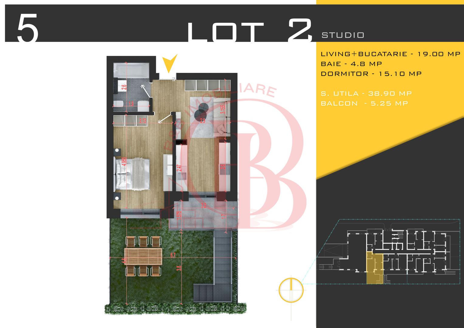 2 camere cu gradina Titan Pallady  Metrou Nicolae Teclu - Schiță 1
