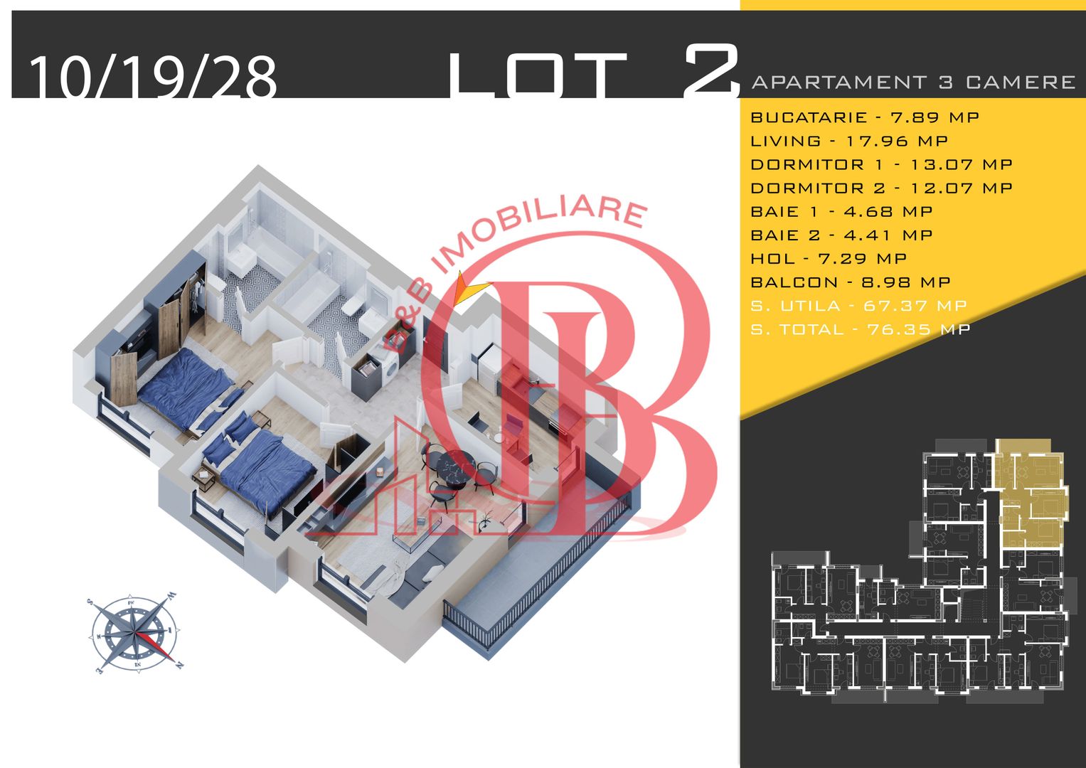 3 camere Parcare Bonus Titan Pallady Pret Promo de Lansare - Schiță 10