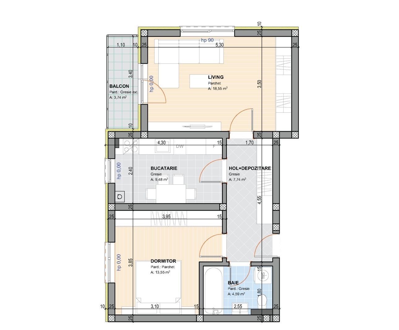 Apartament 2 camere – Prima închiriere, Cristian | Brașov - Schiță 32