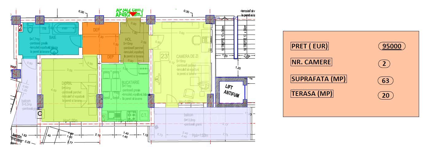 Apartament 2 camere de vânzare | Zona Cireșica-Sibiu - Poză 2