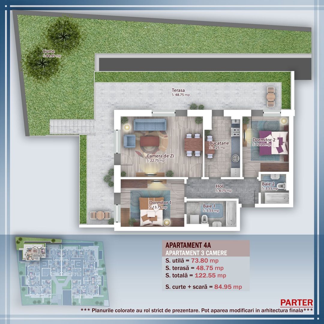 Oferta Lansare 3 camere cu gradina incalzire pardoseala - Schiță 1