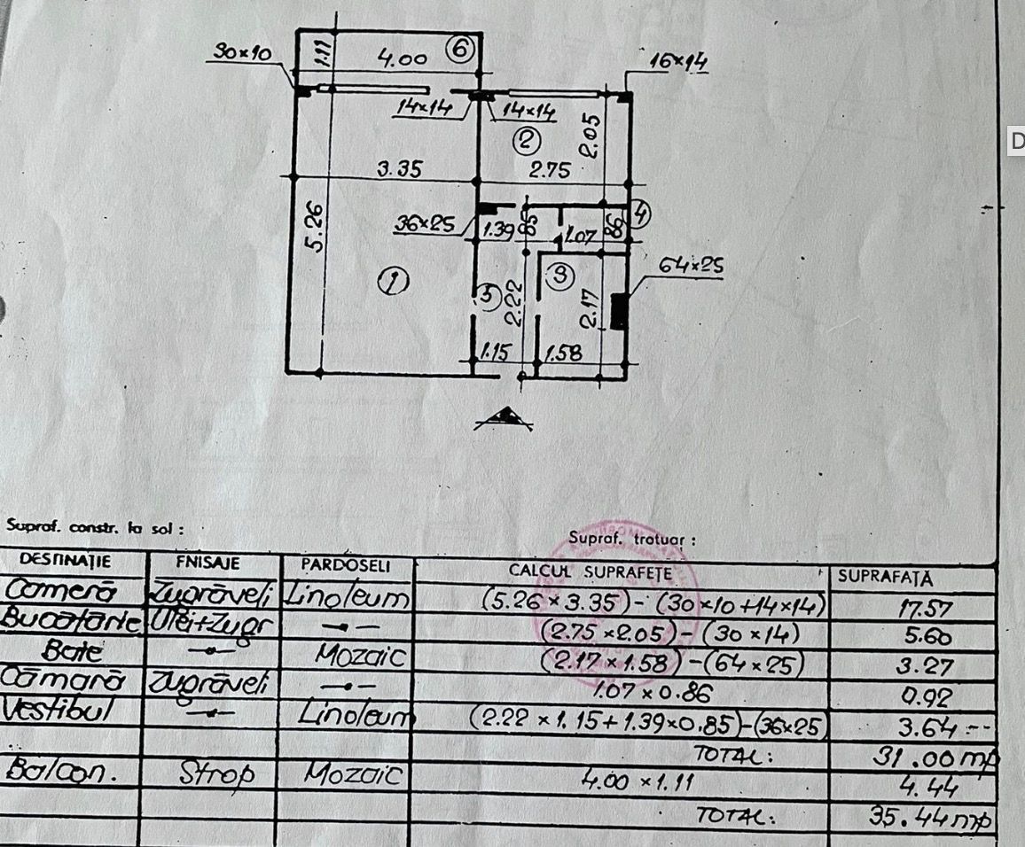 Garsoniera in bloc mixt, an 1980 zona Lujerului, Militari - Schiță 8