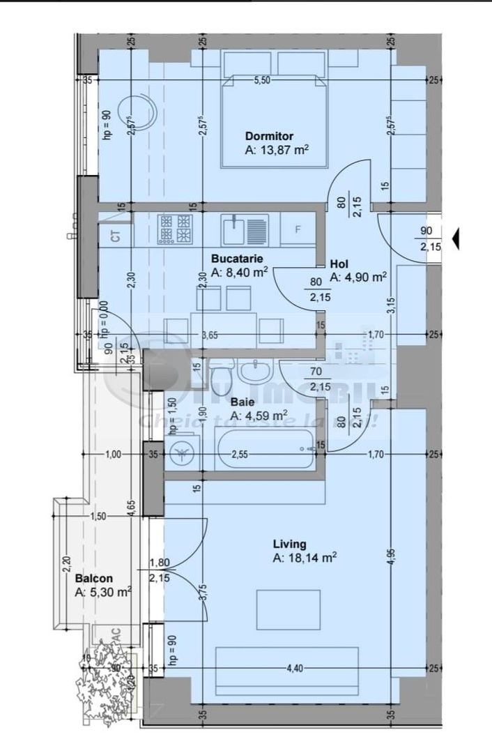 Apartament 2 camere, 55 mp, decomandat – Complex Rezidențial Intabulat - Poză 6