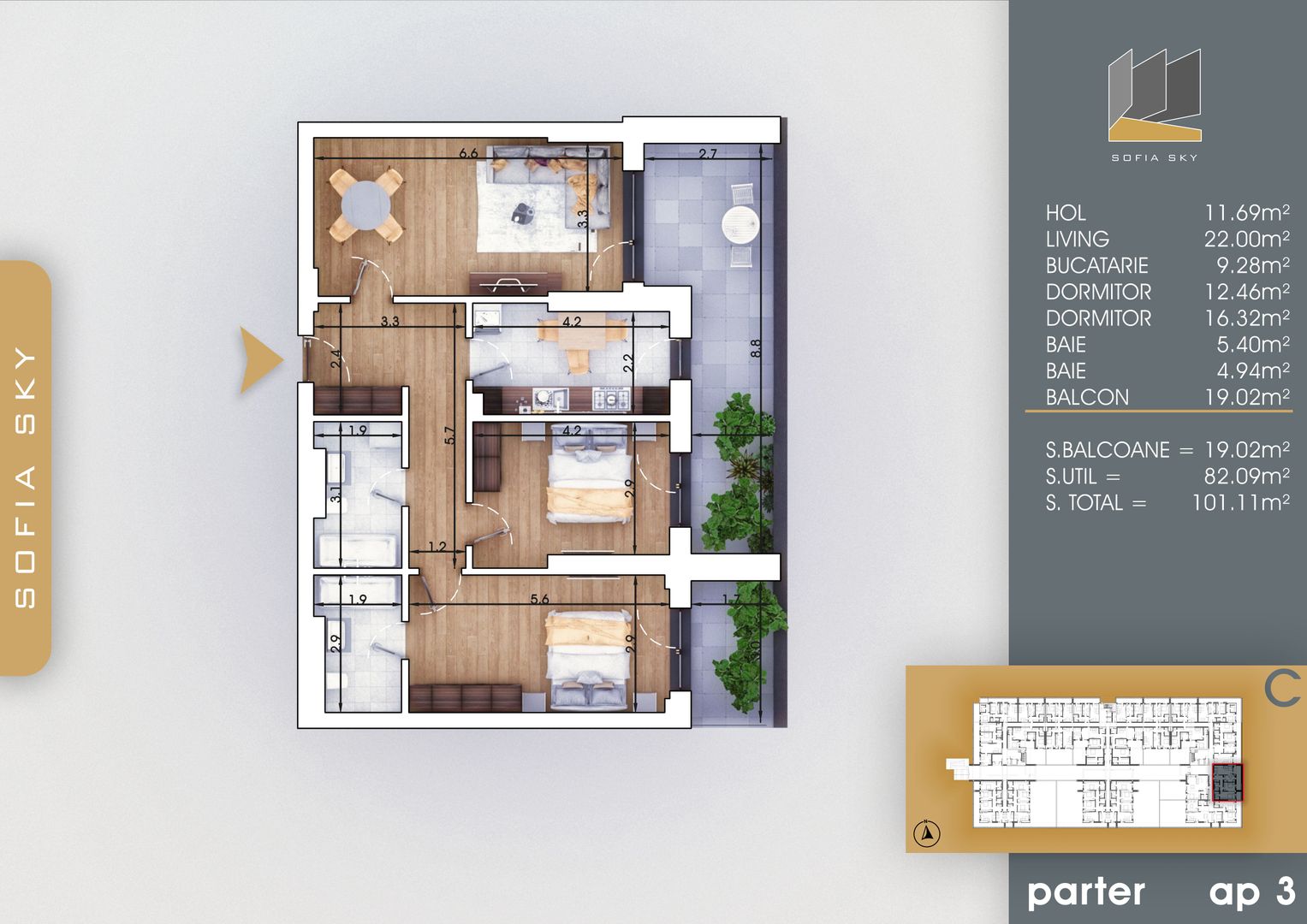 Apartament 3 camere Titan Pallady  700 m Metrou Nicolae Teclu - Schiță 4
