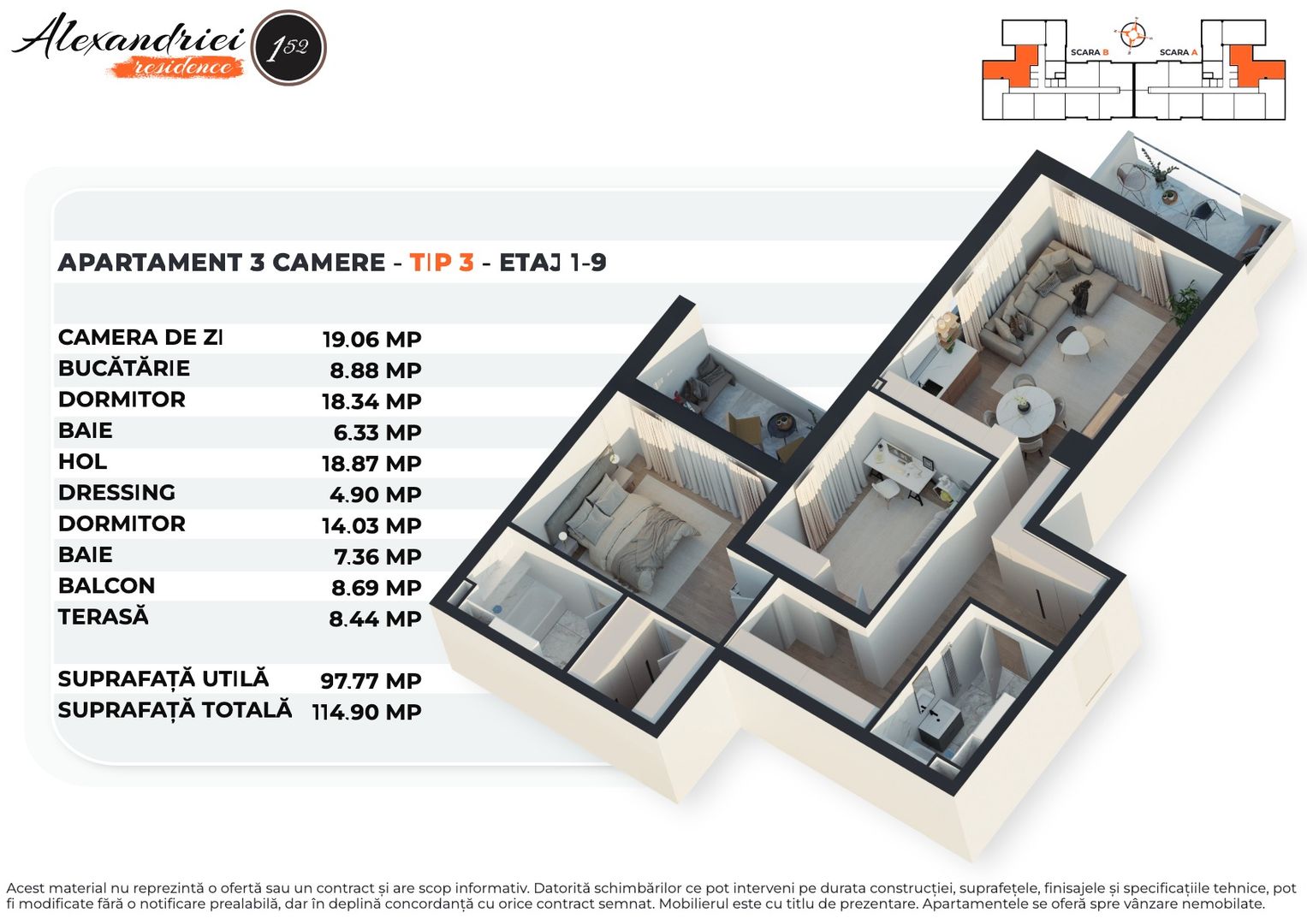 ALEXANDRIEI 152 | 3 CAMERE | 98 MP UTILI | BALCON SI TERASA - Schiță 24