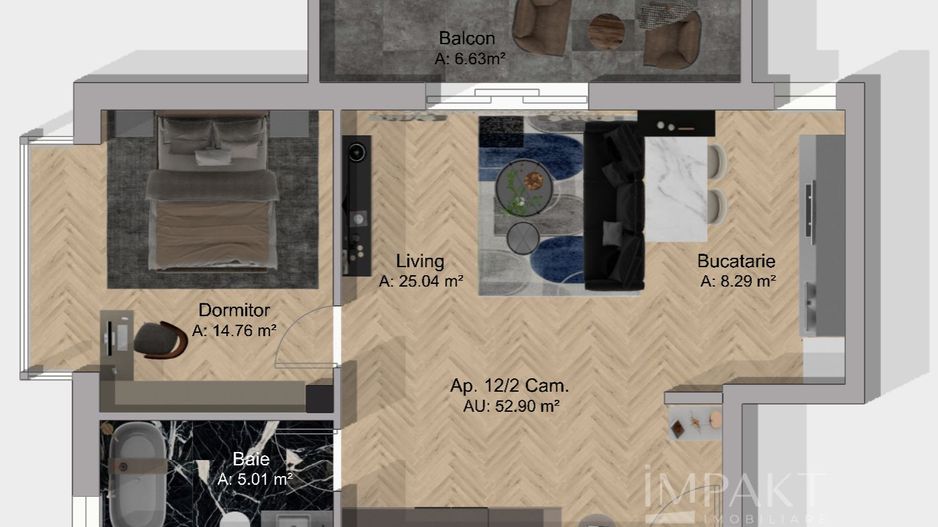 Apartament 2 Camere 53 mp | Lift | Liziera Padurii | Terra, Floresti - Schiță 3