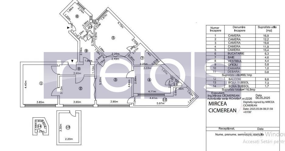 VANZARE APARTAMENT 5 CAMERE | 116MP | BLV LASCAR CATARGIU | - Schiță 12