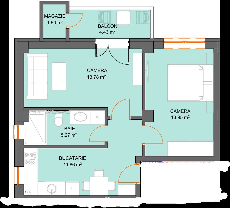 Apartament cu 2 camere si avans doar 5% - zona Doamna Stanca - Sibiu - Schiță 5