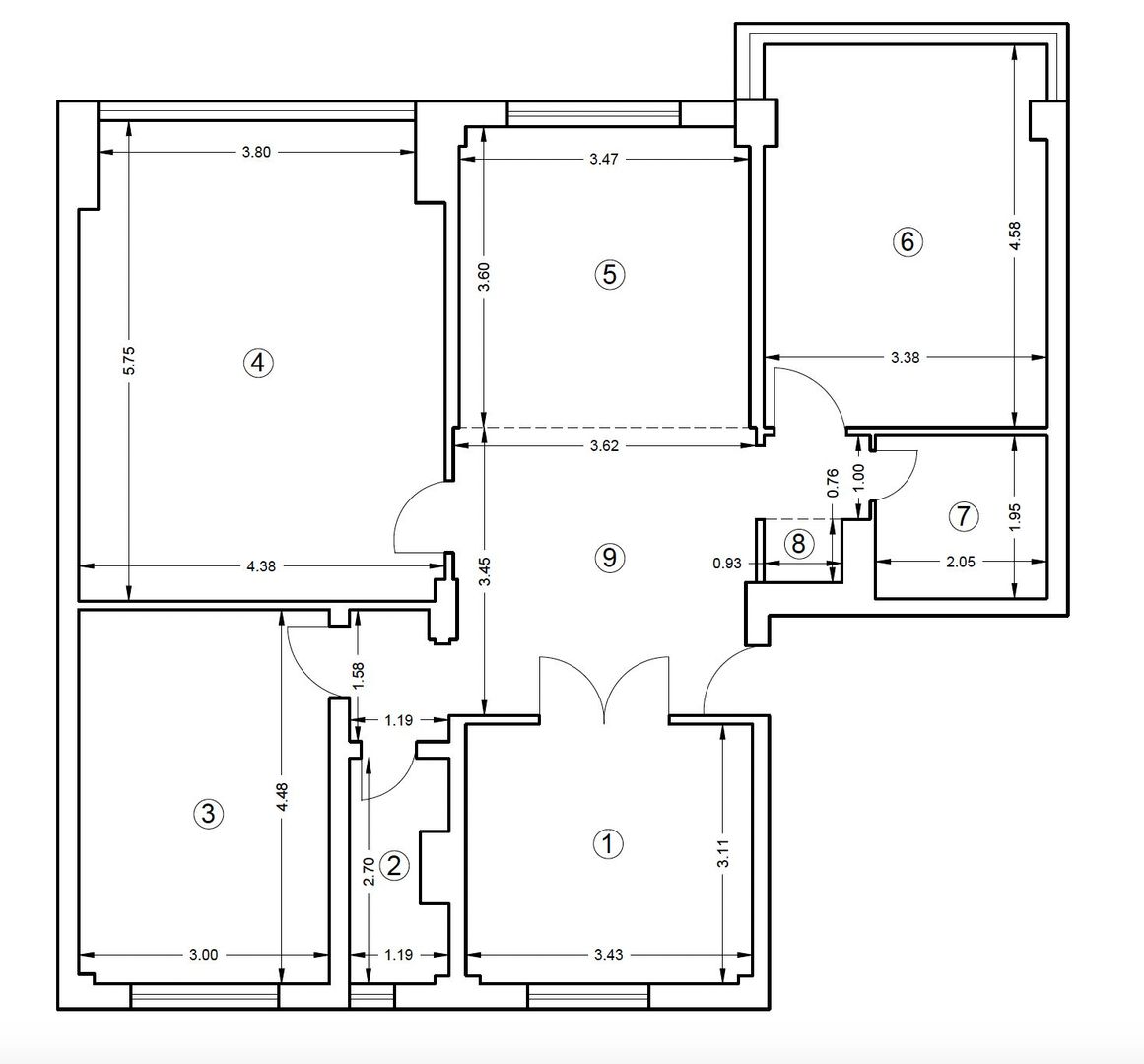 Apartament 3 camere - Piața Victoriei - curte 30mp  - 113mp utili - Schiță 17