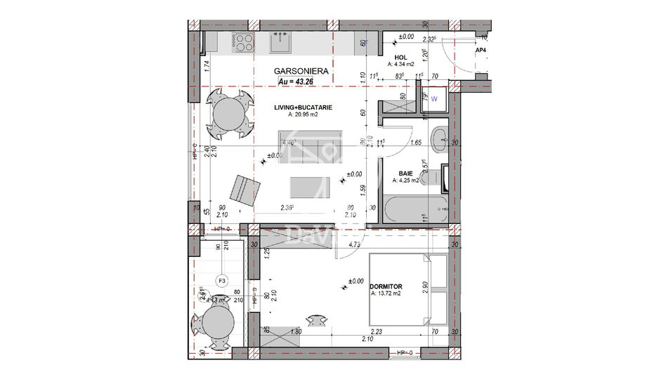 Apartament 2 camere, 43.26 mpu, aer conditionat (LOG-GAL-ap.4) - Poză 2