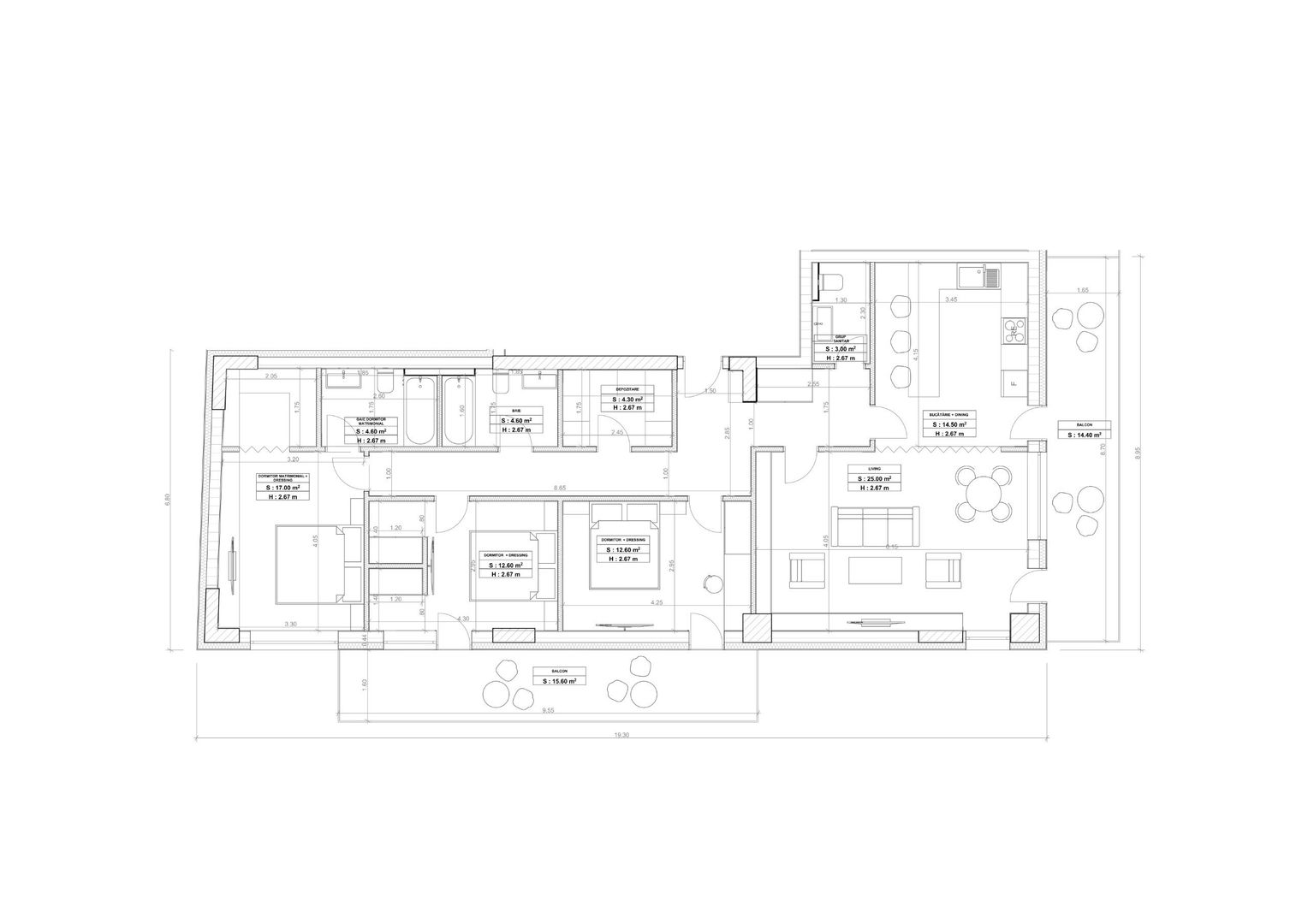 Apartament 4 camere 115 mp utili | Libertatii | Bloc Boutique - Schiță 6