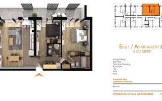 Apartament 3 camere 83 mp balcon generos 1 parcari zona linistita - Poză 28