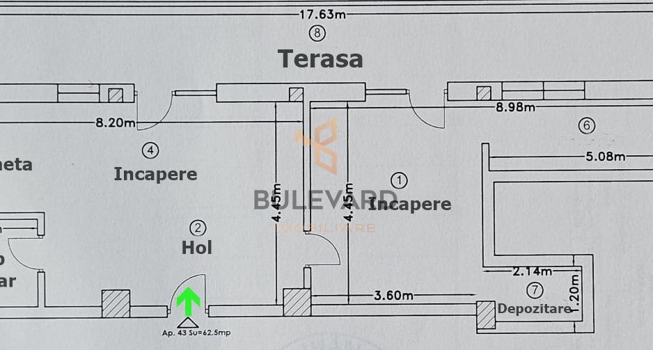 Spatiu de birou 62.5 mp + terasa 32 mp, parcare - Schiță 12