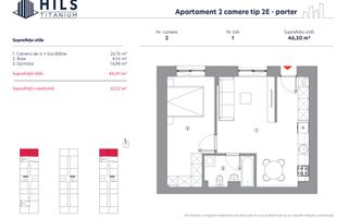 Vânzare, apartament, 2 camere tip 2E, HILS Titanium, București - Poză 2