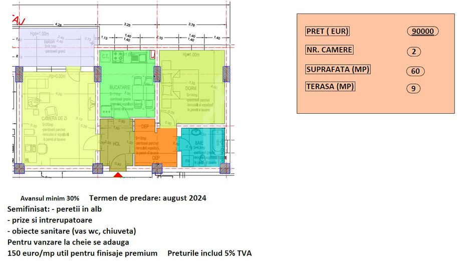 Apartament 2 camere de vânzare | Zona Cireșica-Sibiu - Poză 3