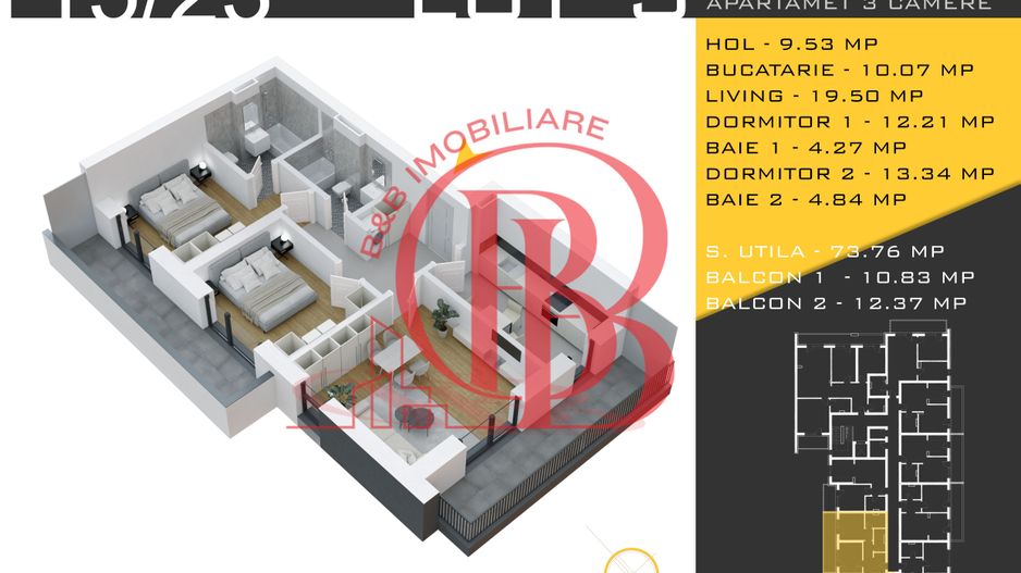 3 camere decomandat Titan Pallady  Metrou Nicolae Teclu - Schiță 12