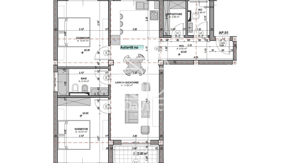 Apartament 3 camere - 2 bai, logie (YND-25C-GIO-ap.6) - Poză 2