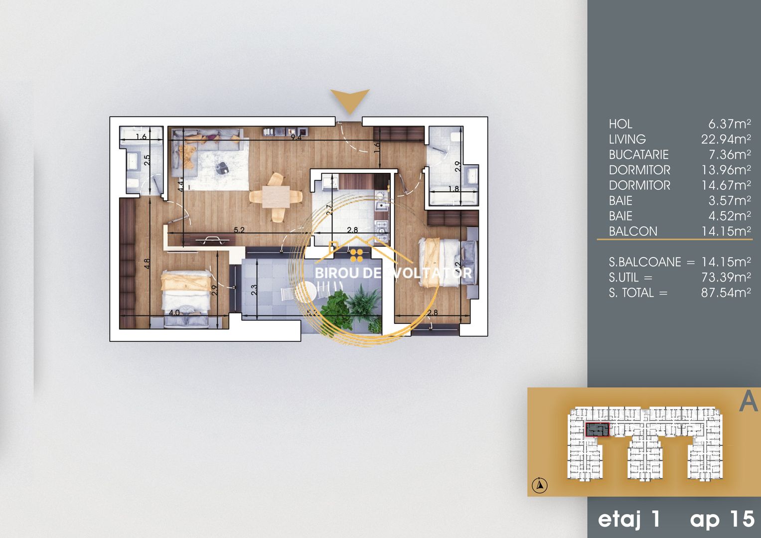 Modern|Ansamblu la 8 minute de metrou Teclu Pallady Ikea Titan - Schiță 3