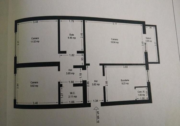 Aradului | 3 Camere | Decomandat | Bloc Izolat - Schiță 9