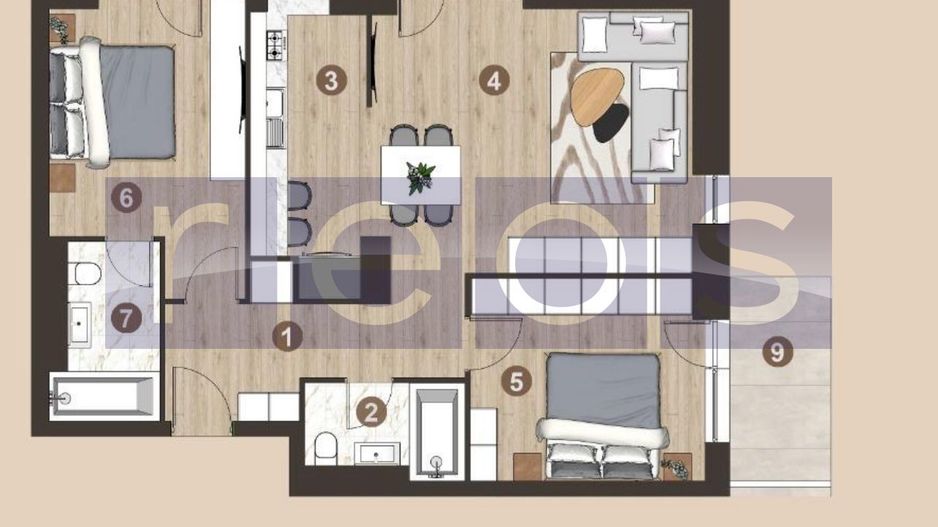 OCAZIE| APARTAMENT 3CAMERE| PIPERA | PARCARE KLAUS INCLUSA - Schiță 15
