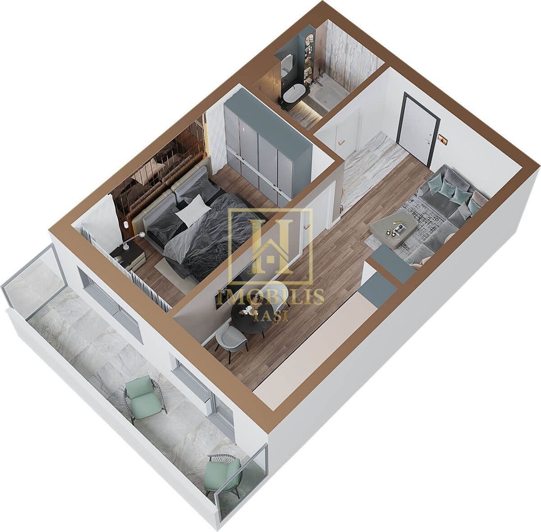 Apartament 2 camere Living+ Bucatarie 50 mp Copou 100500 euro - Poză 5