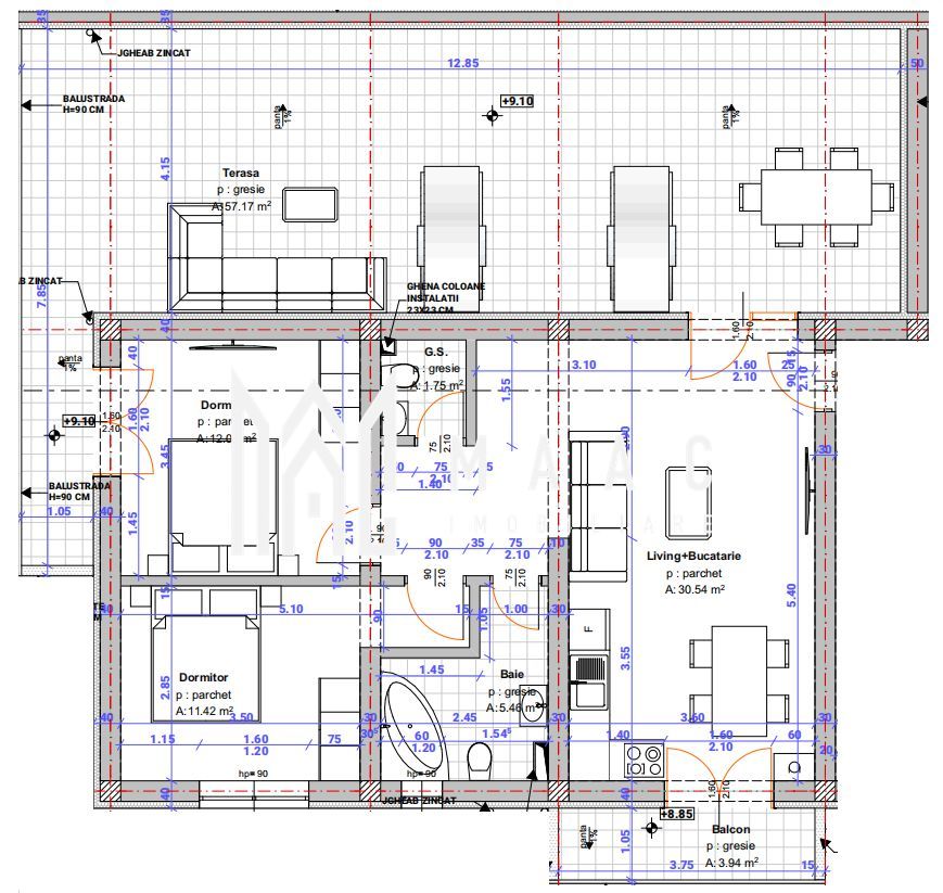 Apartament 3 camere | Etaj retras | Terasa 57 mp - Poză 1