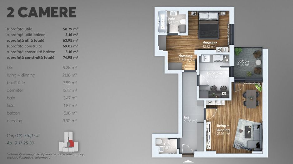 2cam.dec-2bai-premium,sec4,strA.Persu, Lidl-Kaufland-parc T. Arghezi - Poză 1