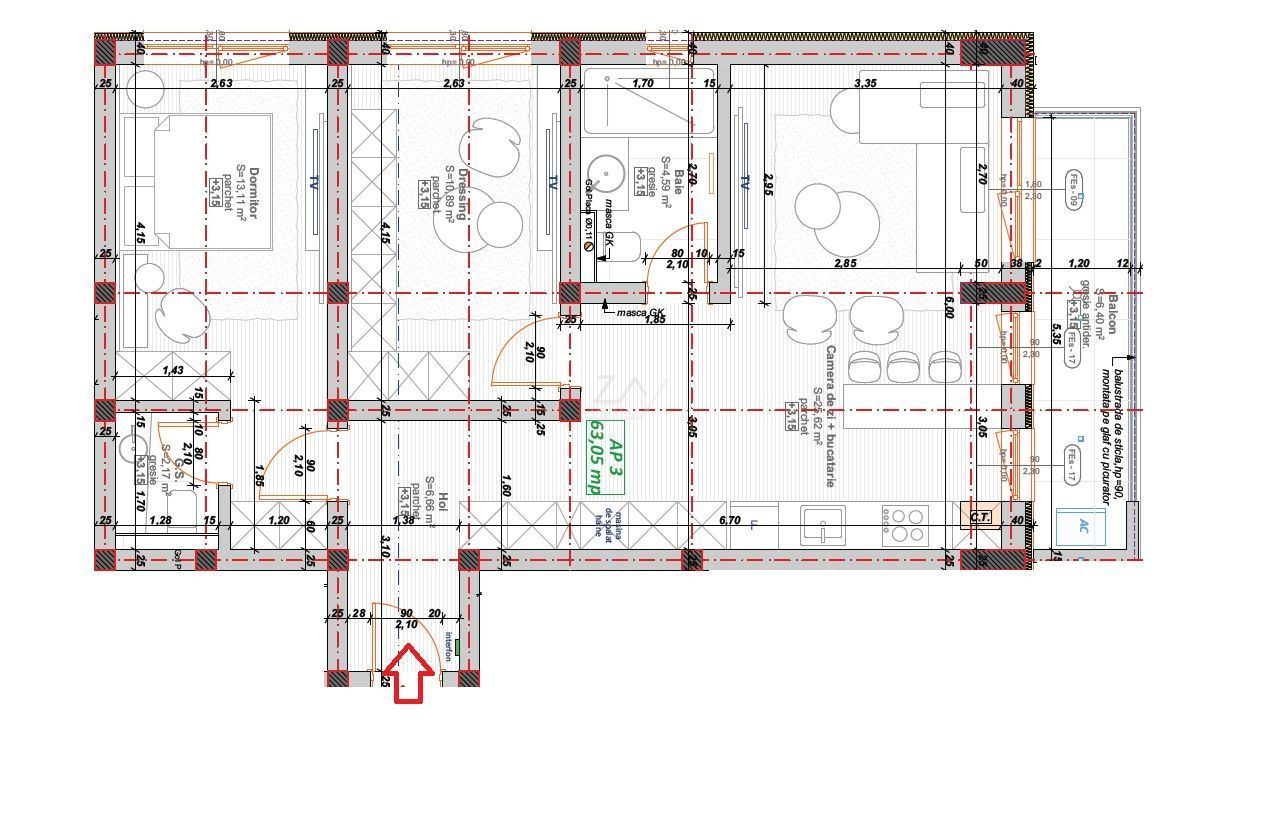 Apartament nou cu 3 camere si 2 bai. Finisaje la alegere. - Poză 11