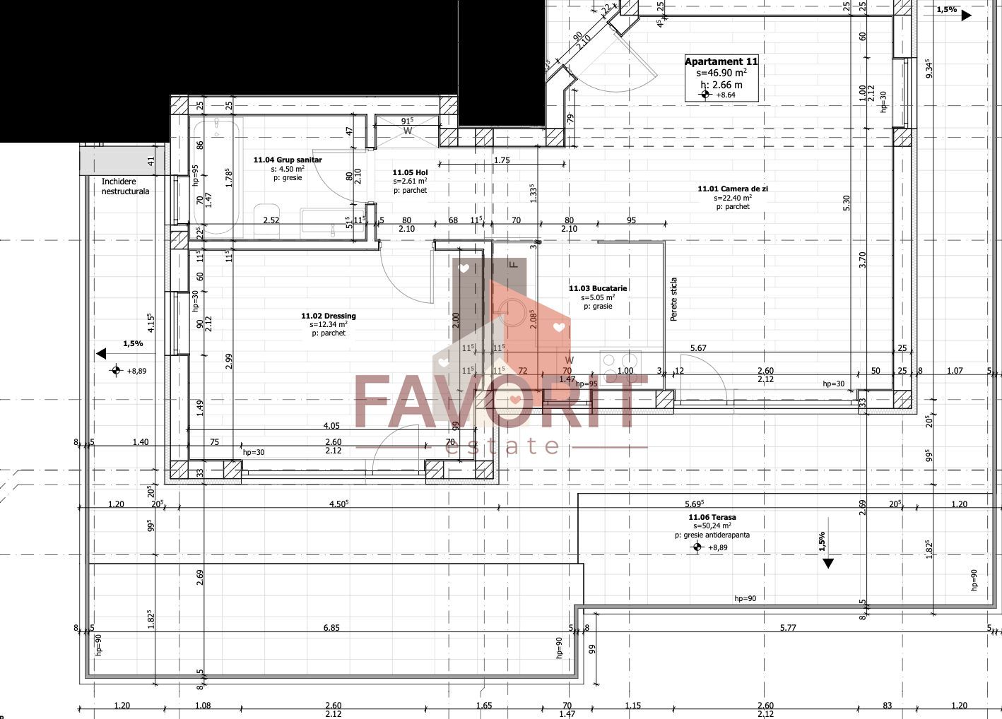 Apartament deosebit. Terasa 50 mp. Zona Buziasului. - Schiță 13