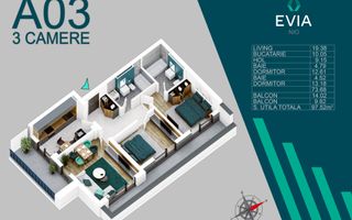 AP. 3CAM. IN BLOC PREMIUM FINALIZAT-SCOALA BRAUNER. PROIECT EVIA! - Poză 1