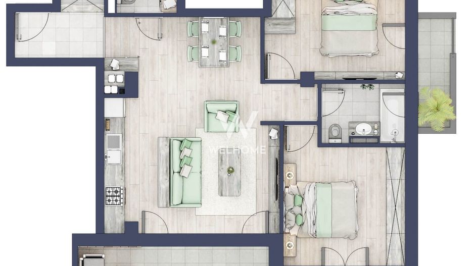 Apartament 3 camere, terasa si balcon - Sibiu - Schiță 15