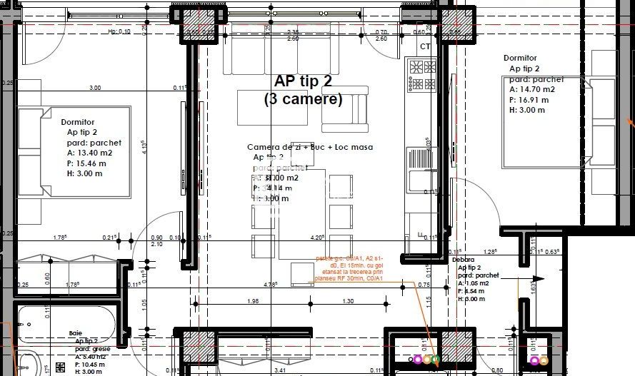 Apartament 3 camere- 72 mp- la cheie- zona Veterani Sibiu - Schiță 12