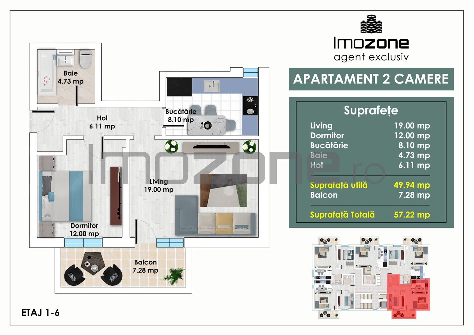2 CAMERE – ZONA AVANTAJOASA – METROU PACII – AUTOGARA MILITARI  – COMISION 0% - Poză 1