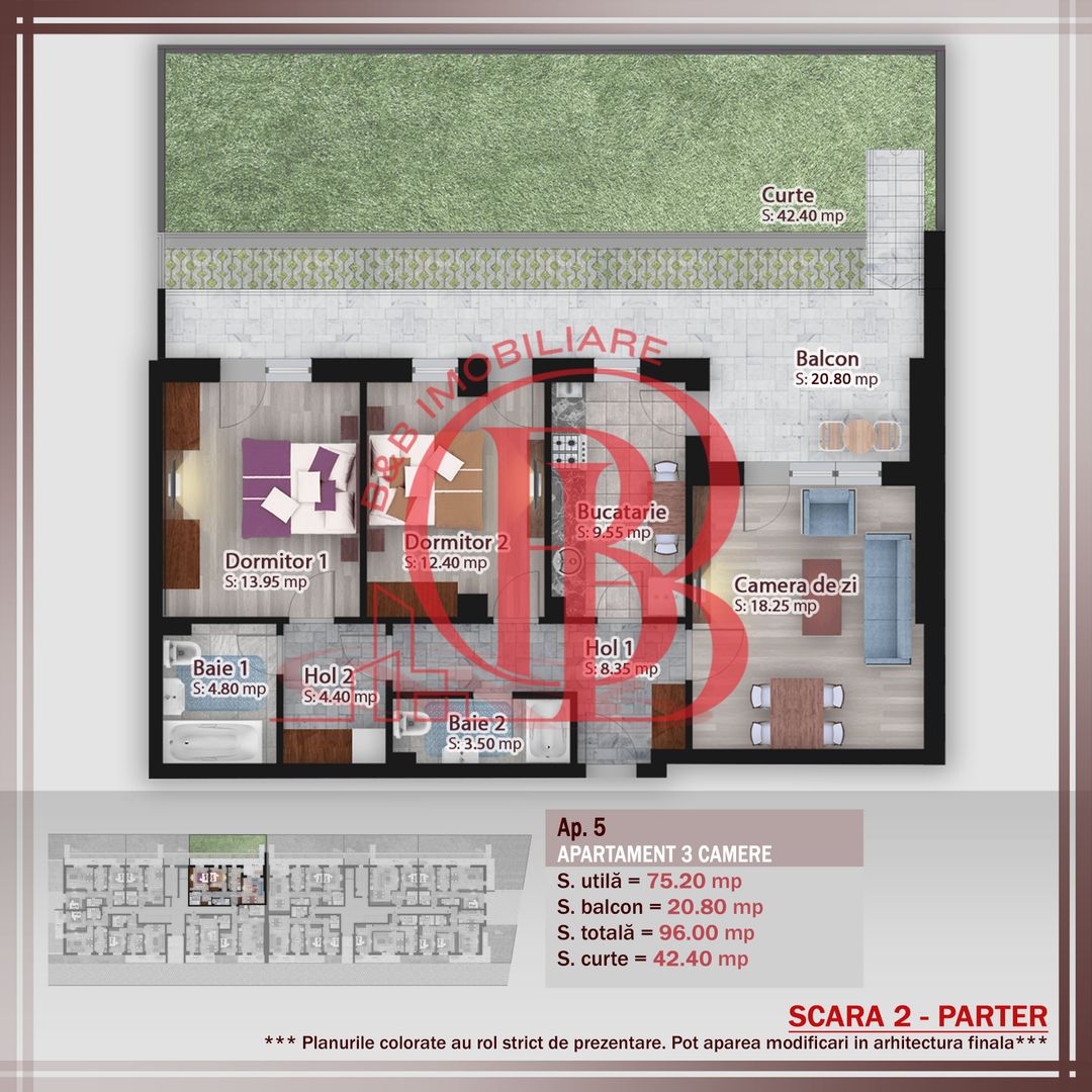 3 camere cu gradina -Incalzire in Pardoseala-Metrou Teclu - Schiță 9