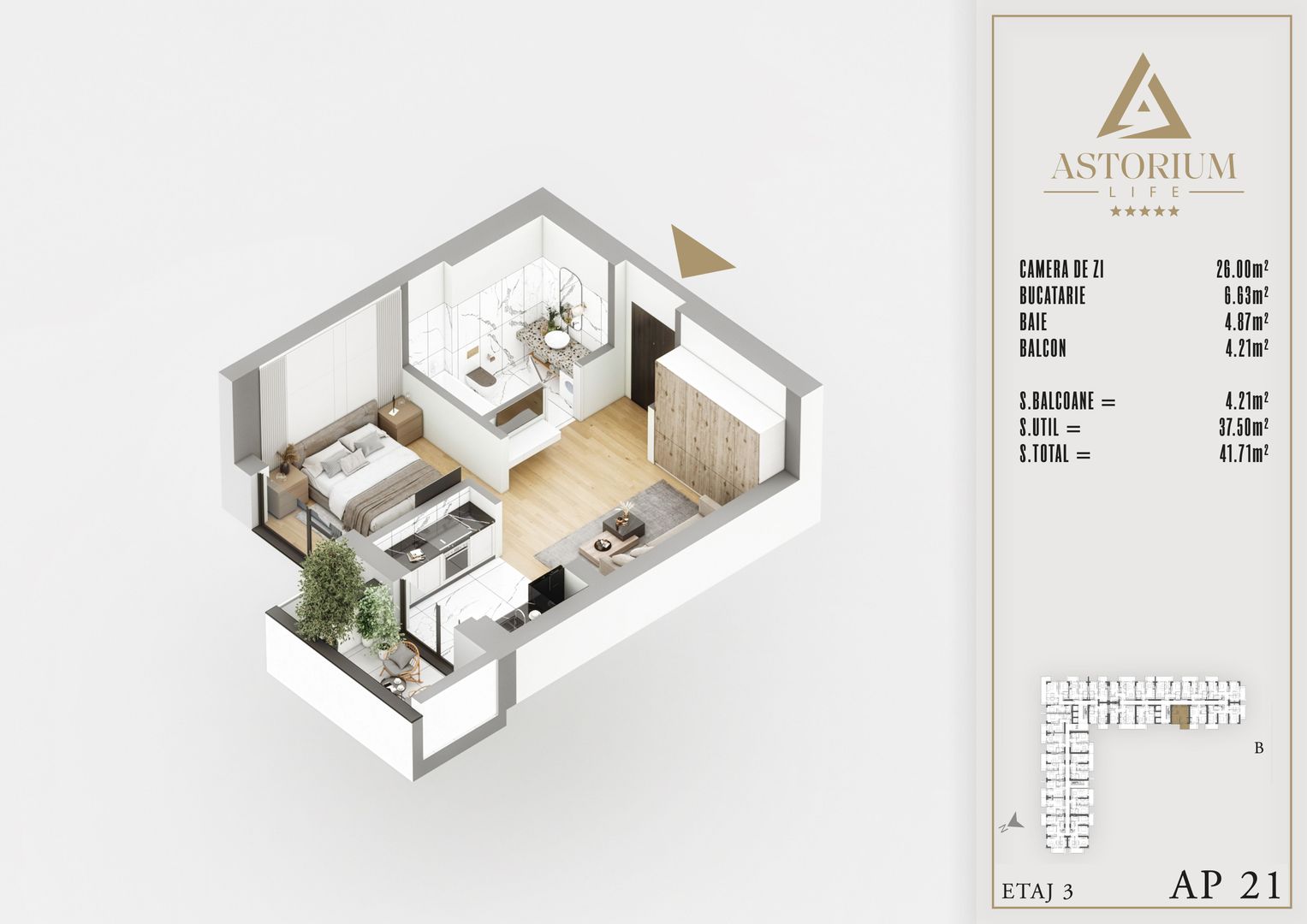 2 cam tip studio proiect premium ideal investitie - Schiță 10