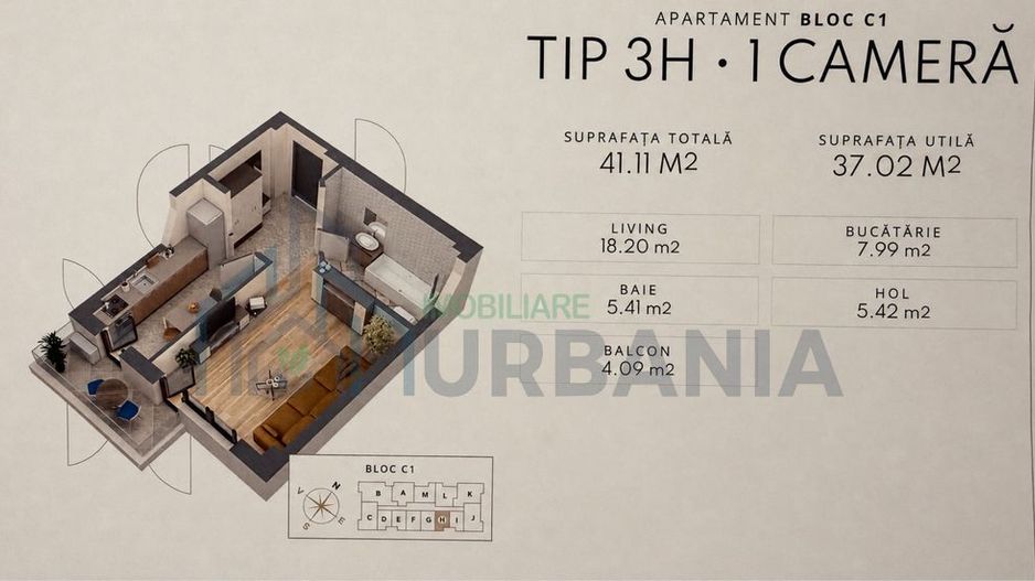 Apartament 1 cameră, Unirea Towers, 41 mp, etaj 10, mobilat + parcare - Poză 8