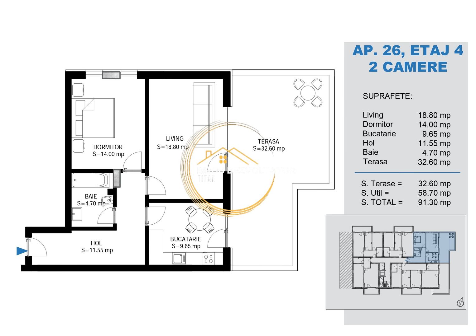 Ansamablu premium Penthouse Decomandat Metrou Teclu Pallady titan Ikea - Schiță 8