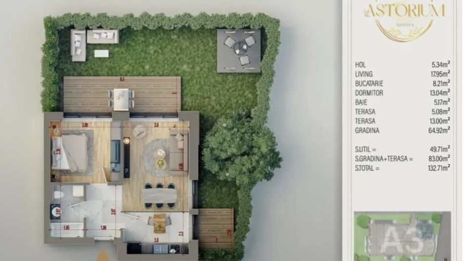 AP 2CAM.+GRADINA,PROIECT FINALIZAT ASTORIUM GARDEN. COMISION0%! - Poză 3