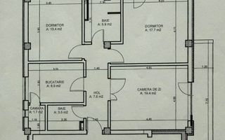 Apartament 3 camere | Etaj Intermediar | zona Buna Ziua - Schiță 13