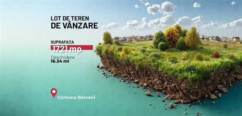 De vanzare teren intravilan, 1721 mp, deschidere ampla–Comuna Berceni - Poză 1