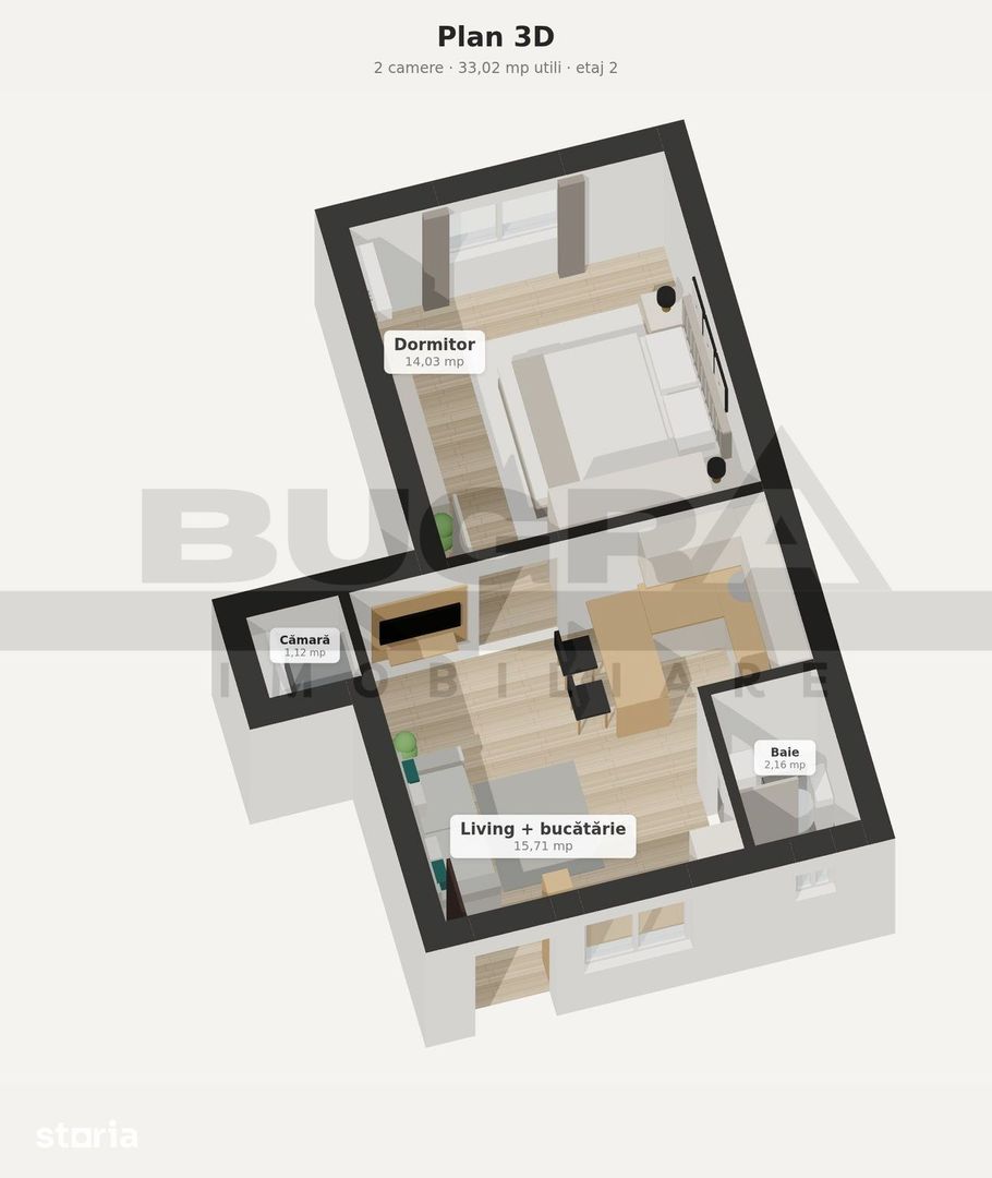 Apartament de 2 camere, 33 mp, zona strazii Bucuresti - Schiță 8