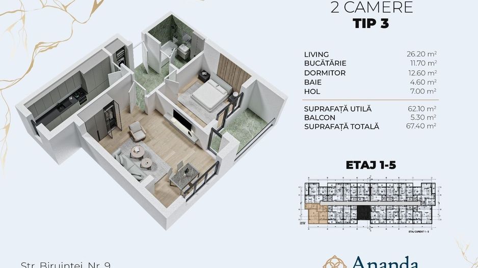Apartament 2 camere spatios, ideal locuința, direct dezvoltator - Poză 8