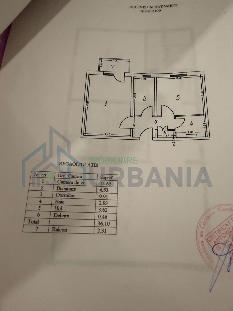 Apartament 2 camere, etaj 10/10, Centru Civic, Iași - 39 mp, decomandat, balcon - Poză 7