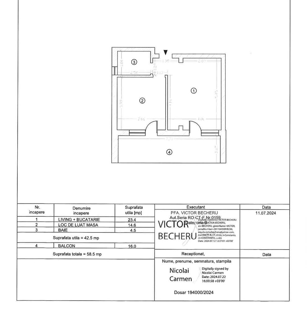 Apartament 2 camere Mamaia Nord vedere la mare - Schiță 11