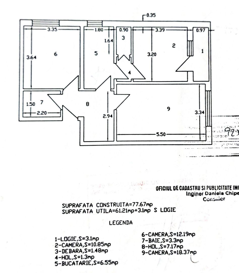 Apartament cu 3 camere, etaj 3, renovat total, VASLUI zona CENTRU-AUROCOR; - Poză 9