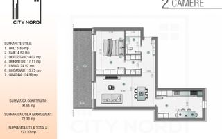 Apartament 2 Camere 72mpu cu 55mp Grădină – CITY NORD Ștefan cel Mare - Poză 1