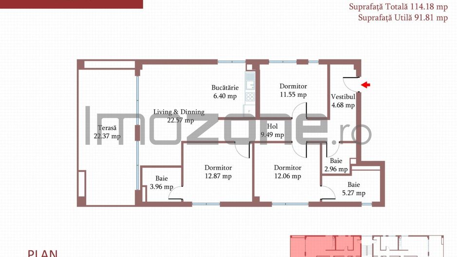 4 CAMERE, 3 BAI,  METROU ,incalzire in PARDOSEALA, FERESTRE TRIPAN - COMISION 0% - Poză 1