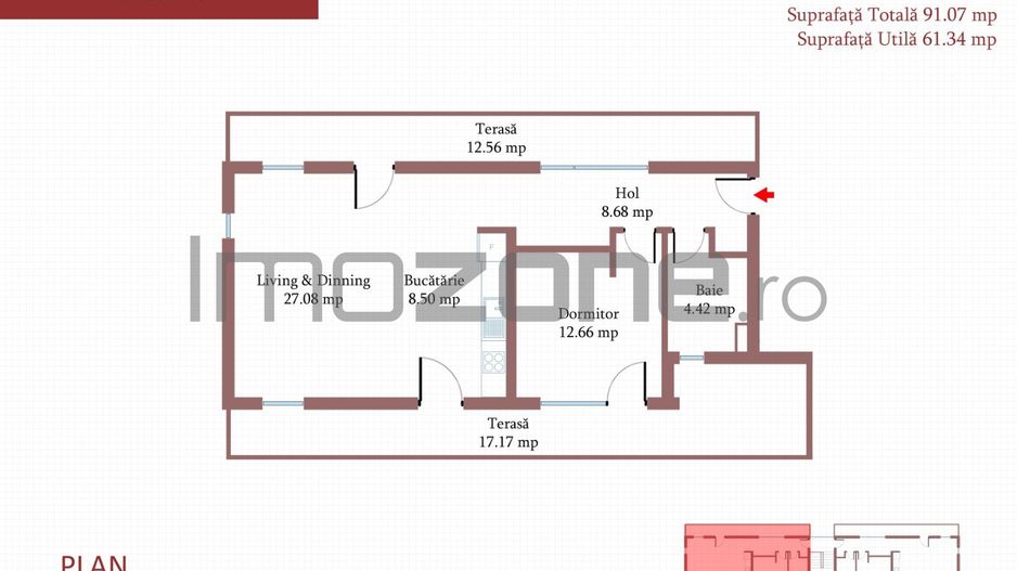 2 camere cu terasa de 29 mp, 3 bai, etaj 3, FINISAT MODERN,  COMISION 0% - Poză 1