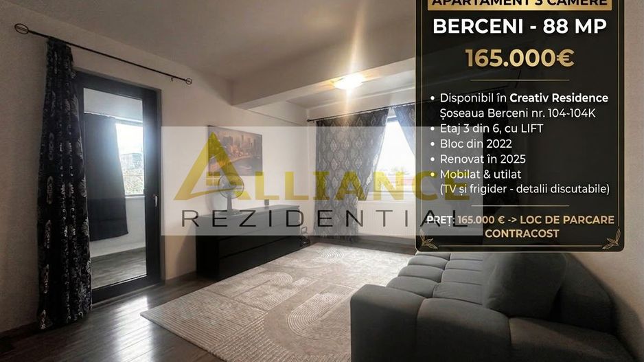 3 CAMERE APARTAMENT - Creativ Rezidence - 88mp- 165.000 - Poză 1